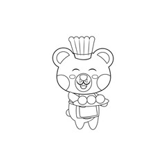 Isolated happy bear cartoon cooking some desserts. Vector illustration
