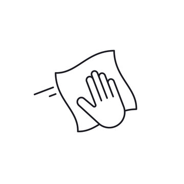 Hand palm wiping with a cloth icon, Vector isolated symbol