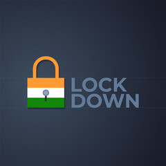 Concept of India lockdown due to coronavirus. india Lock icon concept