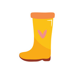 rain boot with pink heart, colorful design