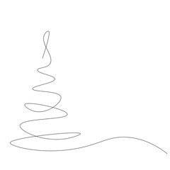 Christmas background with tree one line drawing, vector illustration