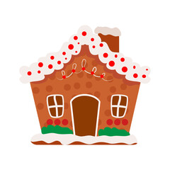 Isolated christmas house with candy decorations. Vector illustration