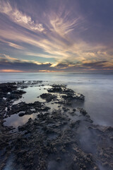 Sunset in Playa de las Americas in the south of Tenerife (Spain)