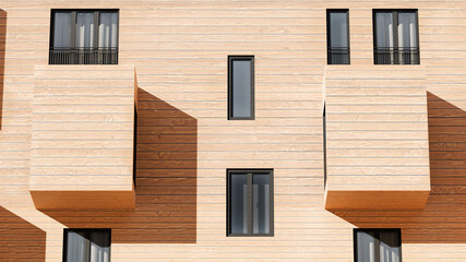 Facade Of A Modern Contemporary Wood Sided Building