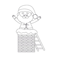 Happy santa claus cartoon on a roof. Vector illustration