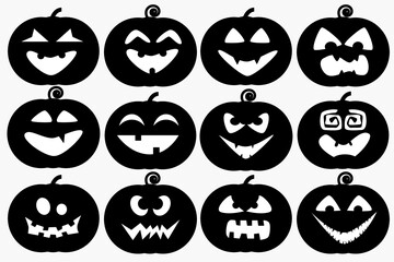 Obraz premium Halloween pumpkins silhouette,vector