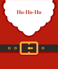 Vector concept of New Year holiday card. Santa Claus belt and beard on which you can write your congratulatory inscription. Merry Christmas and a Happy New Year.