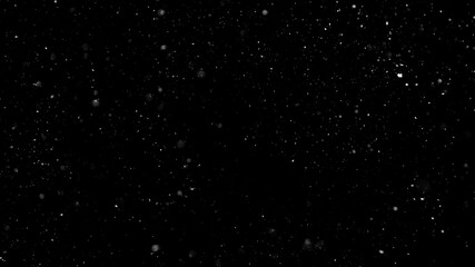 Winter Background with Falling Snow Isolated on Black Background