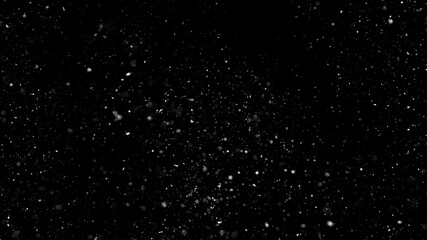 Winter Background with Falling Snow Isolated on Black Background