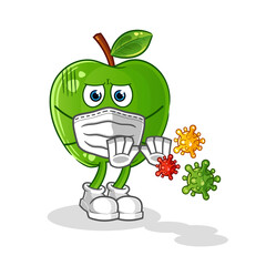 green apple refuse viruses cartoon. cartoon mascot vector