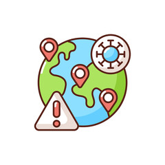 Mass diseases RGB color icon. Epidemics problems for all people. Dangerous disease creation. Pandemics all around planet. Isolated vector illustration