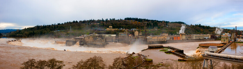 Panoramic View of Power Plant and paper mill ruins in Oregon City