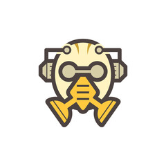 Personal protective equipment (PPE) icon. Consist of air purifying respirator or gas mask, earmuff and goggle. For protect mechanics, welder, painter and worker from biohazard, pollution, radiation.
