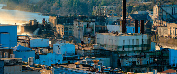 Ruins of old Power Plant and paper mill in Oregon City
