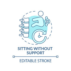 Sitting without support turquoise concept icon. Baby hold straight position. Early childhood development idea thin line illustration. Vector isolated outline RGB color drawing. Editable stroke
