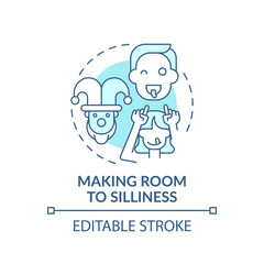 Making room to silliness turquoise concept icon. Parent play with kids. Childcare. Early childhood development idea thin line illustration. Vector isolated outline RGB color drawing. Editable stroke