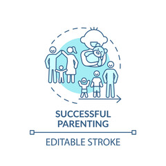 Successful parenting turquoise concept icon. Parental responsibilities. Happy kid growing up. Early development idea thin line illustration. Vector isolated outline RGB color drawing. Editable stroke