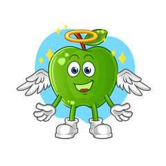 green apple angel with wings vector. cartoon character