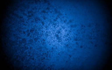 Old wall pattern texture cement blue dark abstract  blue color design are light with black gradient background.