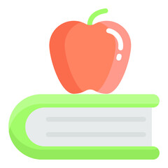 apple on book flat icon, school and education icon