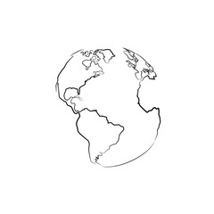 Globe in one line. Black line vector illustration on white background