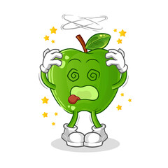 green apple dizzy head mascot. cartoon vector