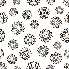 Gears seamless pattern. Pattern of contour gears on a white background.