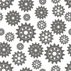 Gears seamless pattern. Vector drawing of factory gear wheels. Mechanical gear. The image of the gear.