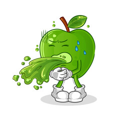 green apple throw up cartoon. cartoon mascot vector