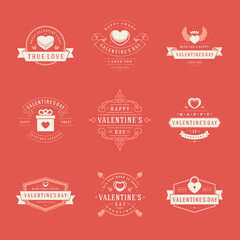 Happy valentines day labels, badges, symbols, illustrations and typography vector design elements