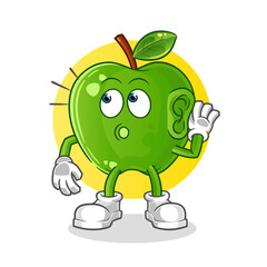 green apple eavesdropping vector. cartoon character