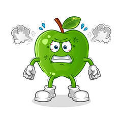 green apple very angry mascot. cartoon vector