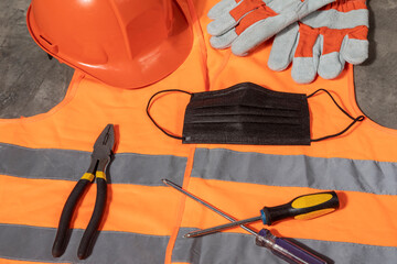 Detail of a construction site uniform