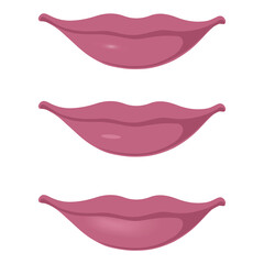 Set of perfectly perfect female lips with an enigmatic smile. Vector illustration.