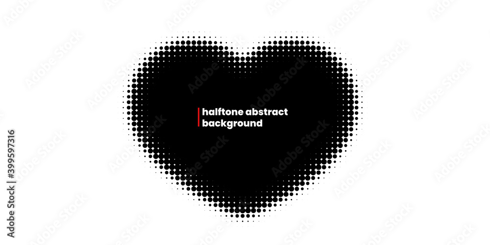 Poster Halftone in abstract style with place for text. Geometric retro banner vector texture. Modern print. White and black background. Light effect