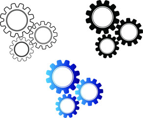 a set of gears of different colors and lines. a symbol of development and movement. vector graphics