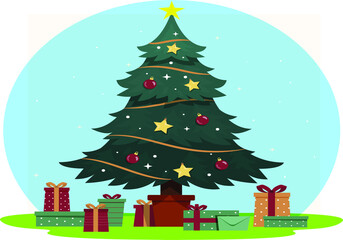 christmas tree and gifts