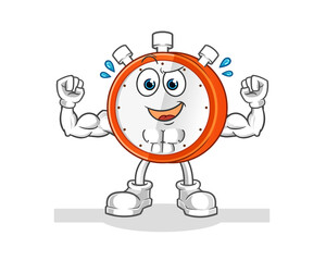 alarm clock muscular cartoon. cartoon mascot vector