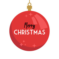 Merry christmas message in xmas ball. Vector illustration. Holidays decorative graphic element.