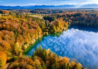 Herbststimmung am Haarsee, Bayern, Deutschland