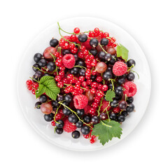 Fresh ripe berries on plate