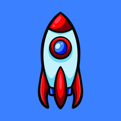 hand drawing rocket with cartoon style