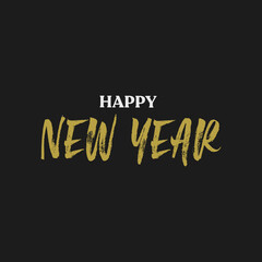 Happy new year typography sign. Vector Lettering Composition. Holiday design for greeting card.