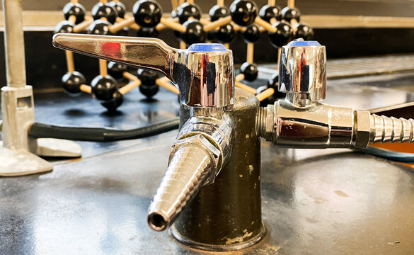 Old School Bunsen Burner On Science Lab Table