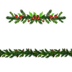Fototapeta na wymiar Christmas Holly brunches decoration vector