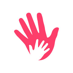 Fototapeta na wymiar a pink adult hand with white baby's hand. Isolated Vector isolated
