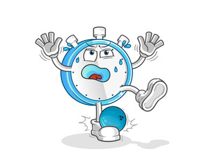 alarm clock hiten by bowling cartoon. cartoon mascot vector