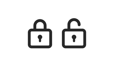 Lock icon in flat style. Security symbol vector illustration. Padlock open an closed.