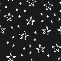 Hand drawn stars seamless texture pattern. Star doodles.