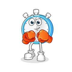 alarm clock boxer character. cartoon mascot vector